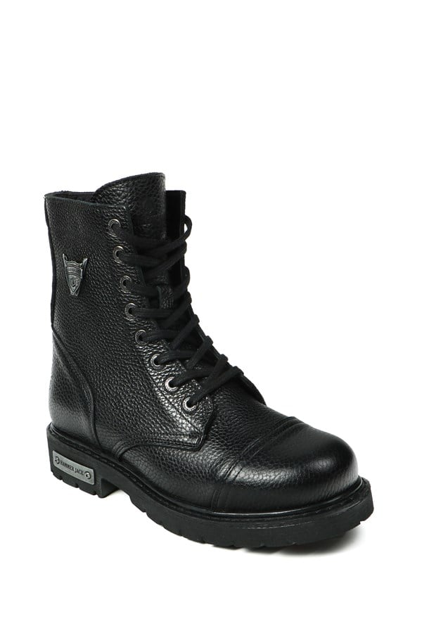 Genuine Leather Black Floater Men's Boots