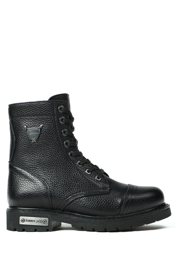 Genuine Leather Black Floater Men's Boots