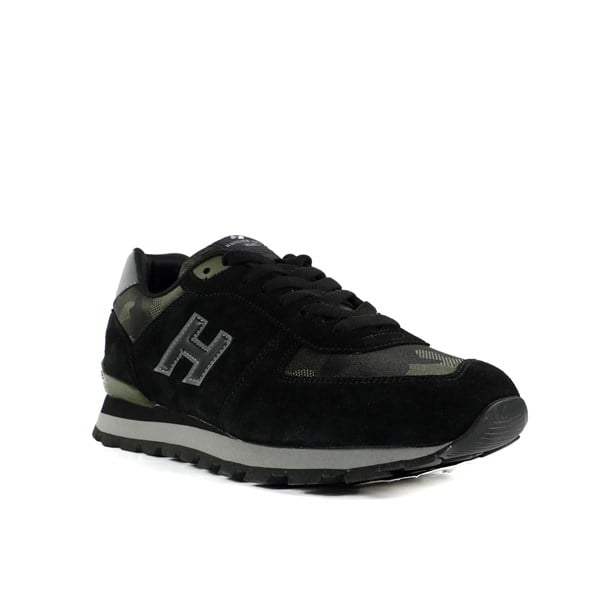 Peru Genuine Leather Black Camouflage Men's Sports Shoes