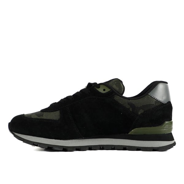 Peru Genuine Leather Black Camouflage Men's Sports Shoes