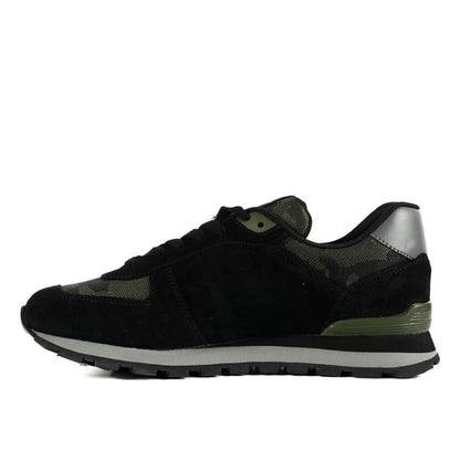 Peru Genuine Leather Black Camouflage Men's Sports Shoes