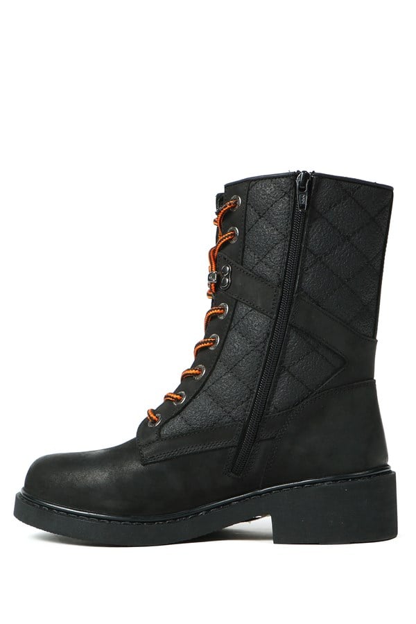 Genuine Leather Black Outdoor Women's Boots