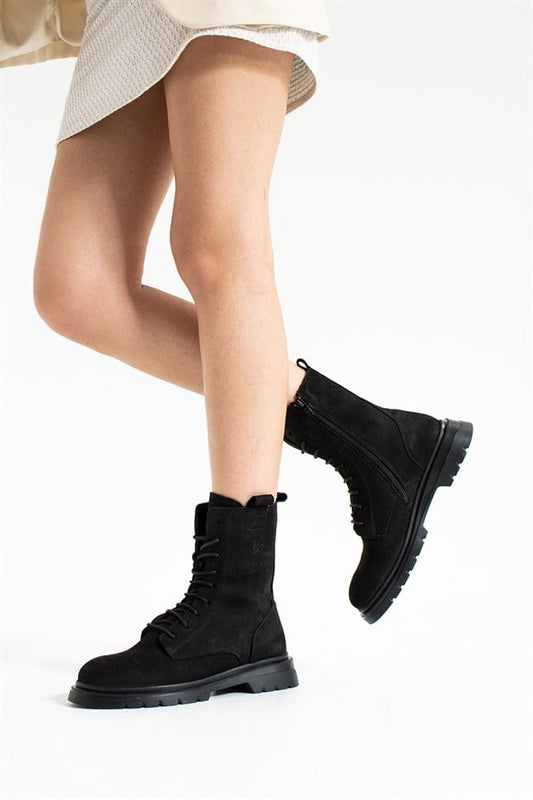Real Leather Black Women's Boots