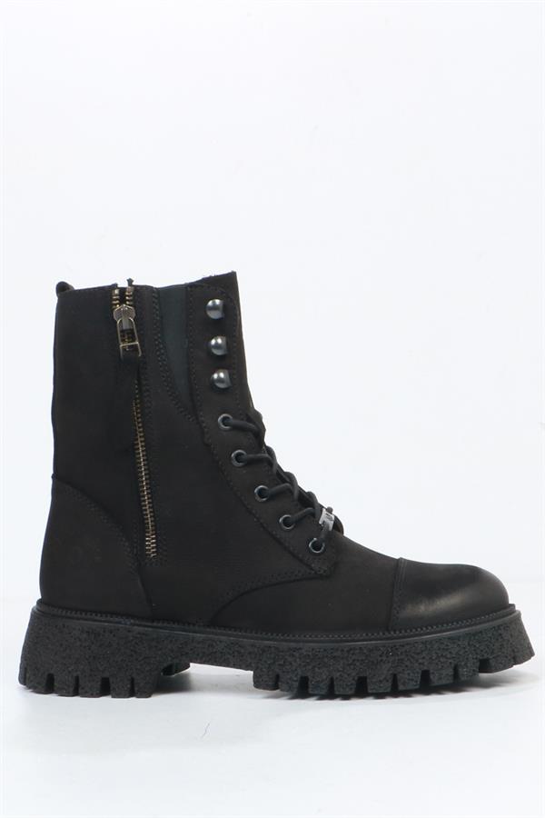 Geillis Genuine Leather Black Outdoor Women's Boots