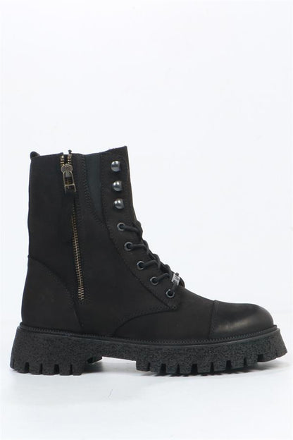 Geillis Genuine Leather Black Outdoor Women's Boots