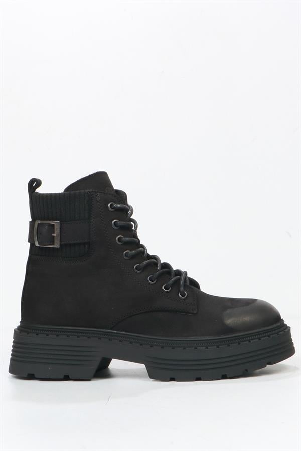 Black Leather Outdoor Women's Boots