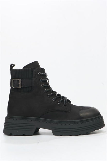 Black Leather Outdoor Women's Boots