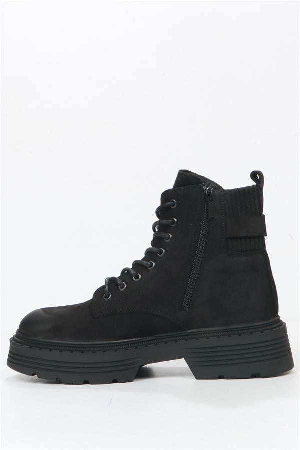 Black Leather Outdoor Women's Boots