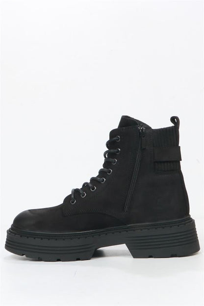 Black Leather Outdoor Women's Boots