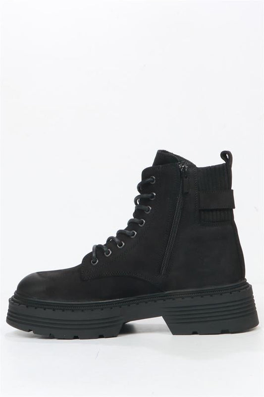 Black Leather Outdoor Women's Boots