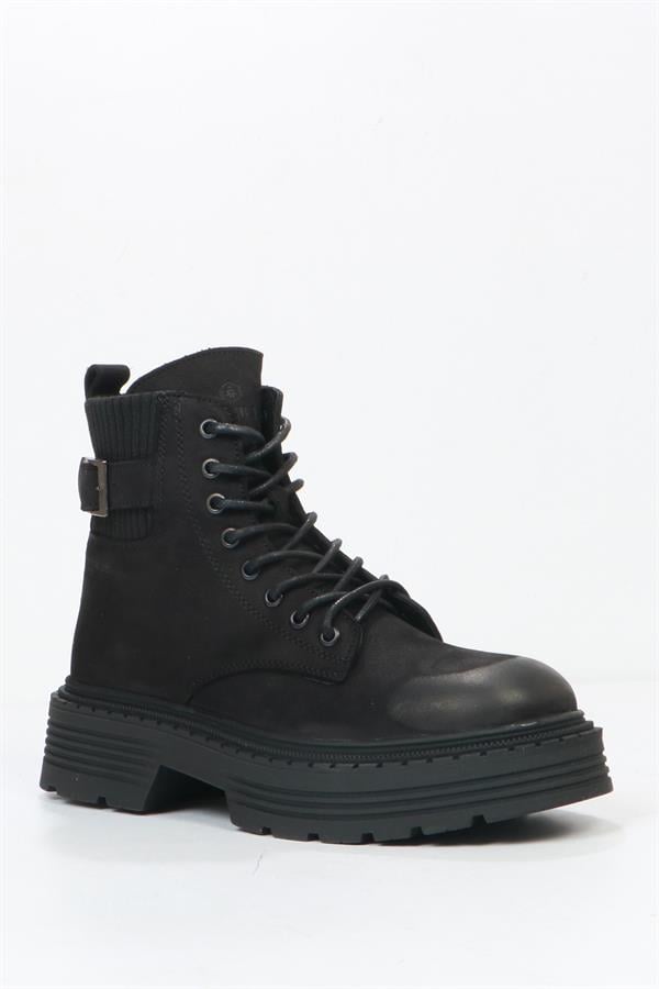 Black Leather Outdoor Women's Boots