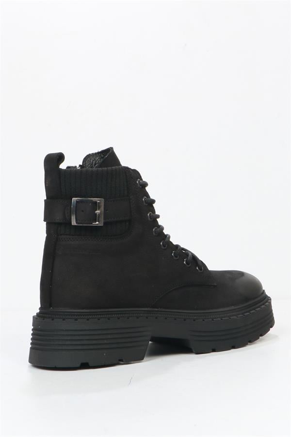 Black Leather Outdoor Women's Boots