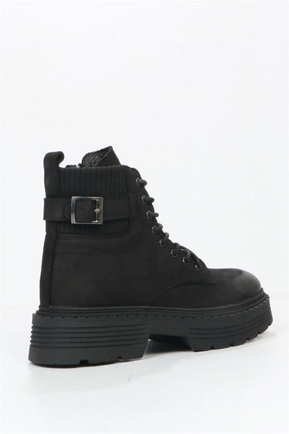 Black Leather Outdoor Women's Boots