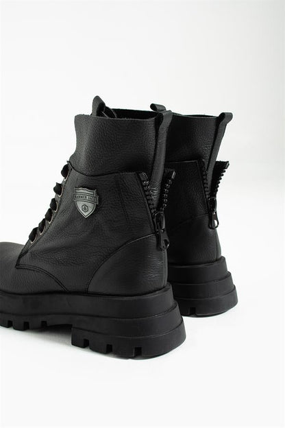 Genuine Leather Black Female Boots