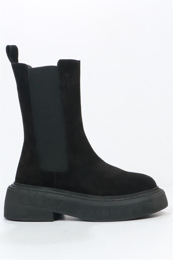 Genuine Leather Black Outdoor Women's Boots
