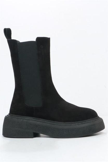 Genuine Leather Black Outdoor Women's Boots