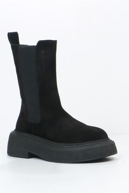 Genuine Leather Black Outdoor Women's Boots