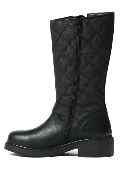 Black Outdoor Women's Boots Genuine Leather
