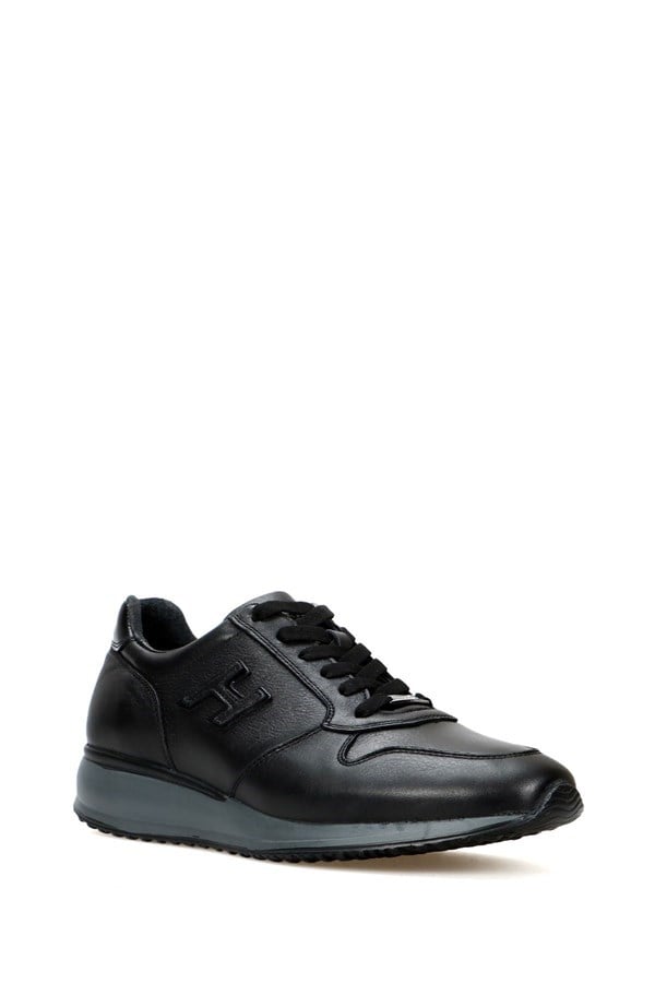 Naples Genuine Leather Black And Grey Men's Sports Shoes