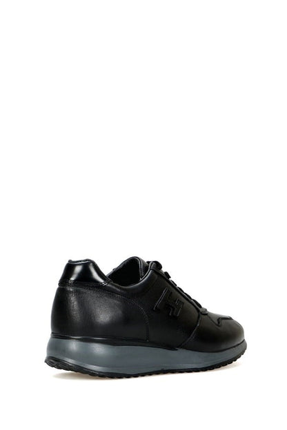 Naples Genuine Leather Black And Grey Men's Sports Shoes