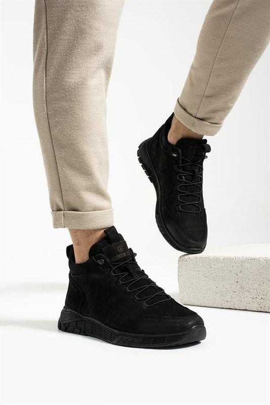 Real Leather Black Stick Outdoor Men's Boots