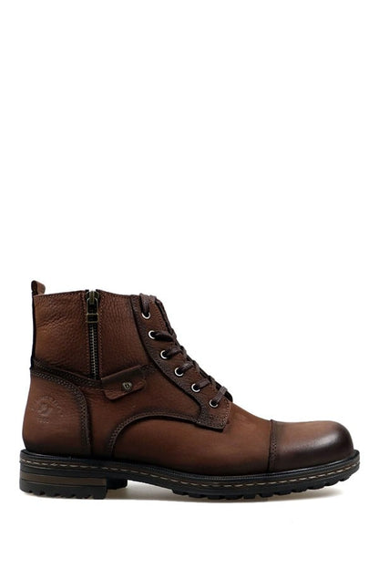 Genuine Leather Men's Dark Tan Boots