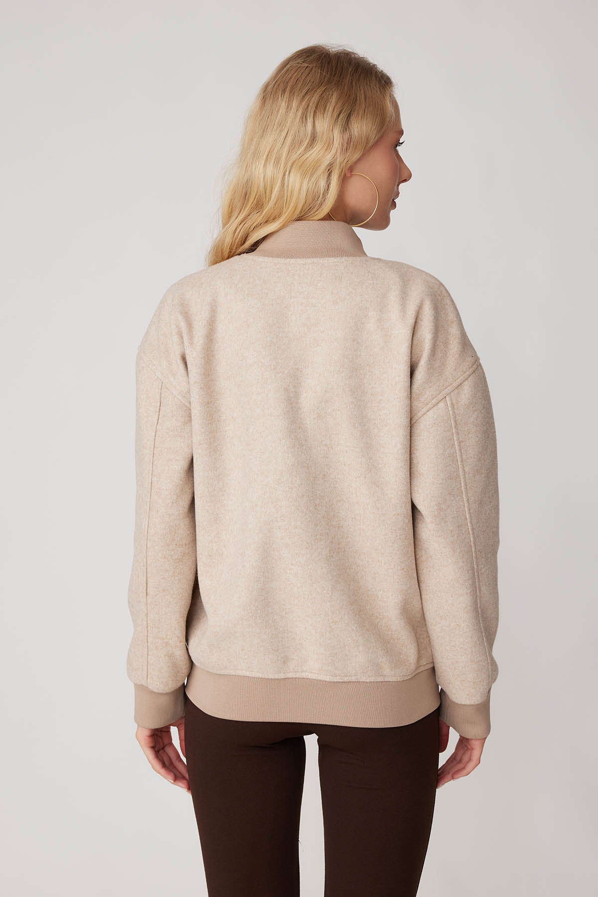 STUDS SEALED BOMBER JACKET WITH LETTER EMBROIDERY