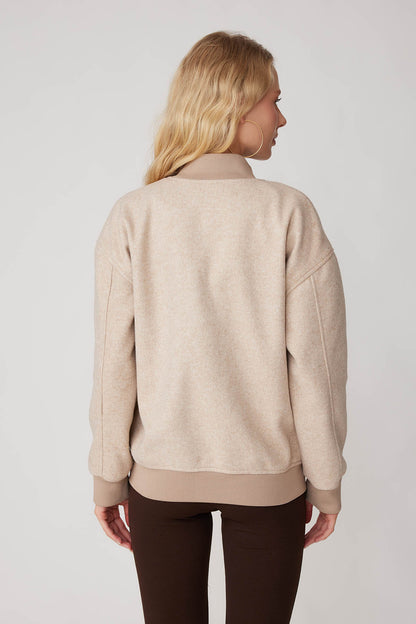 STUDS SEALED BOMBER JACKET WITH LETTER EMBROIDERY