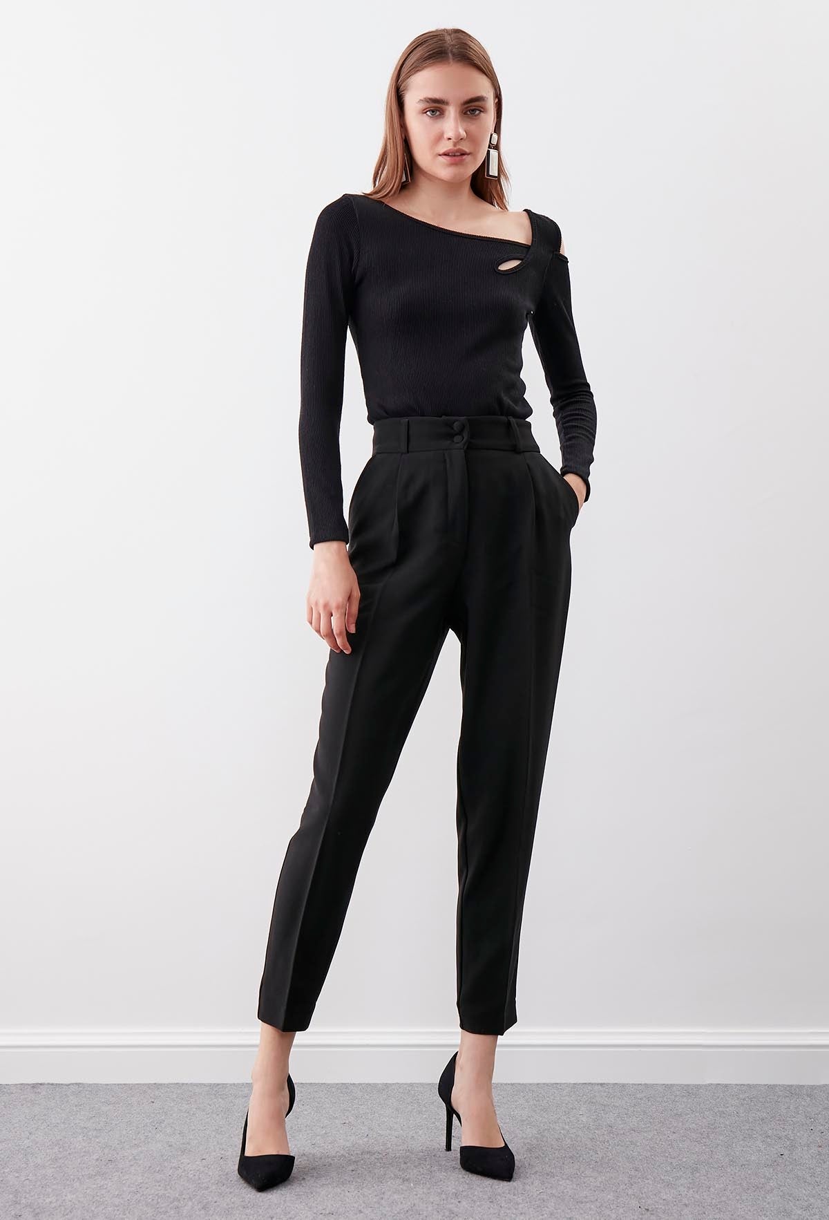 TWO BUTTON CROP TROUSERS