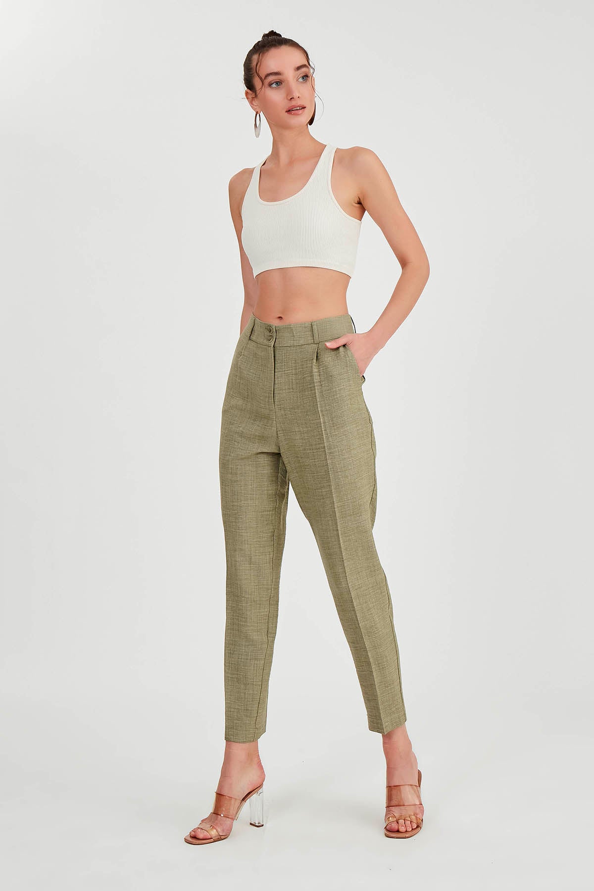 TWO BUTTONS HIGH-WAIST TROUSERS