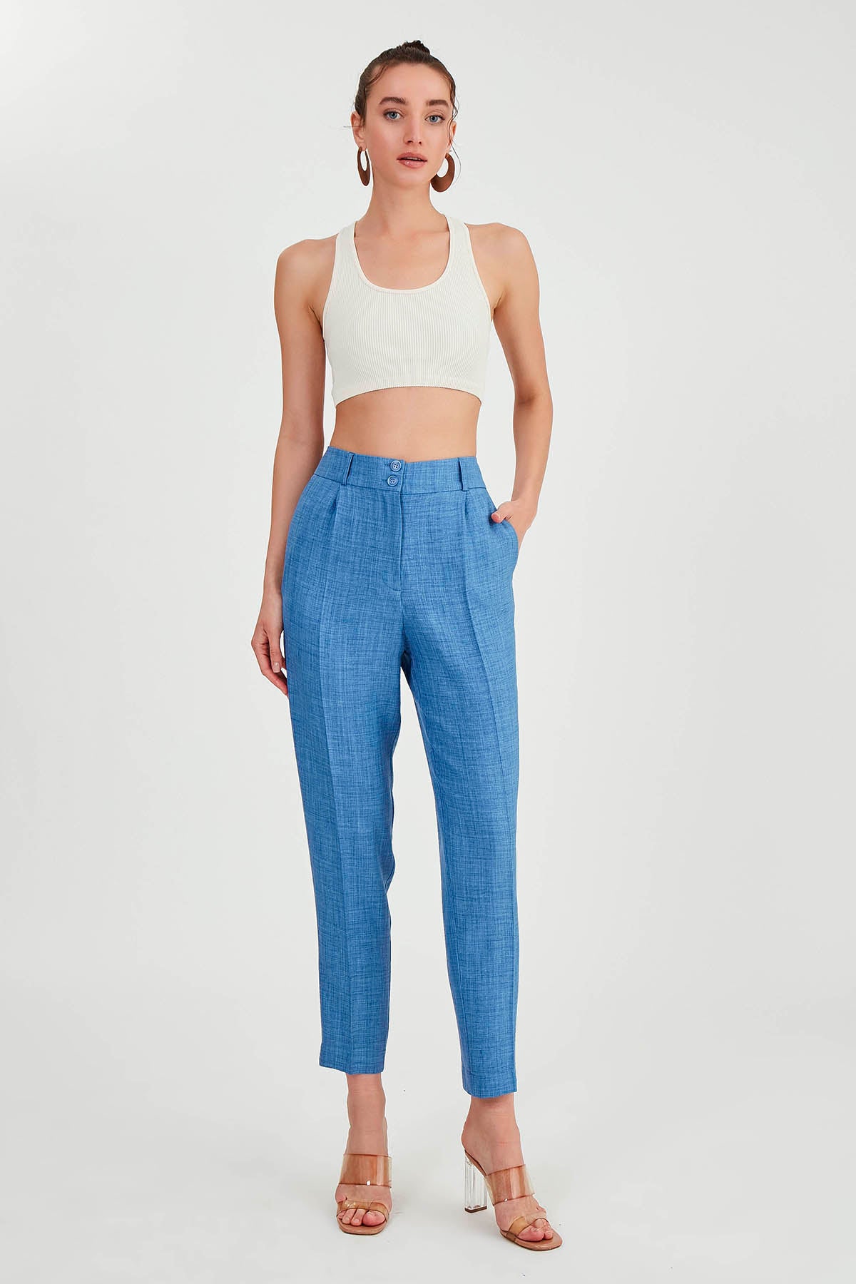 TWO BUTTONS HIGH-WAIST TROUSERS