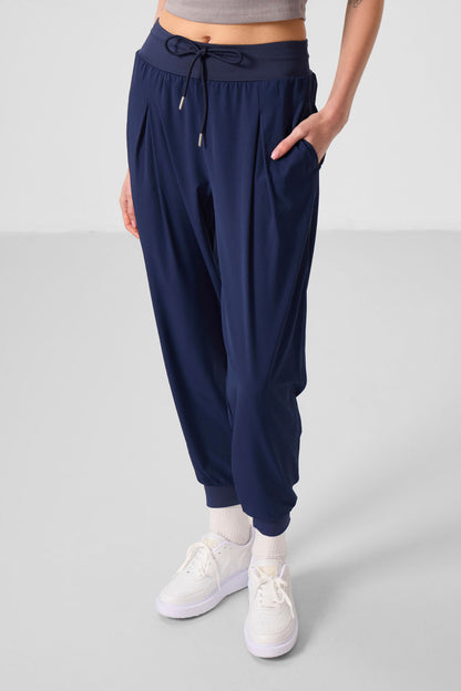 Indigo Polyester Pocketed Standard Fit Women's Trousers - 94677