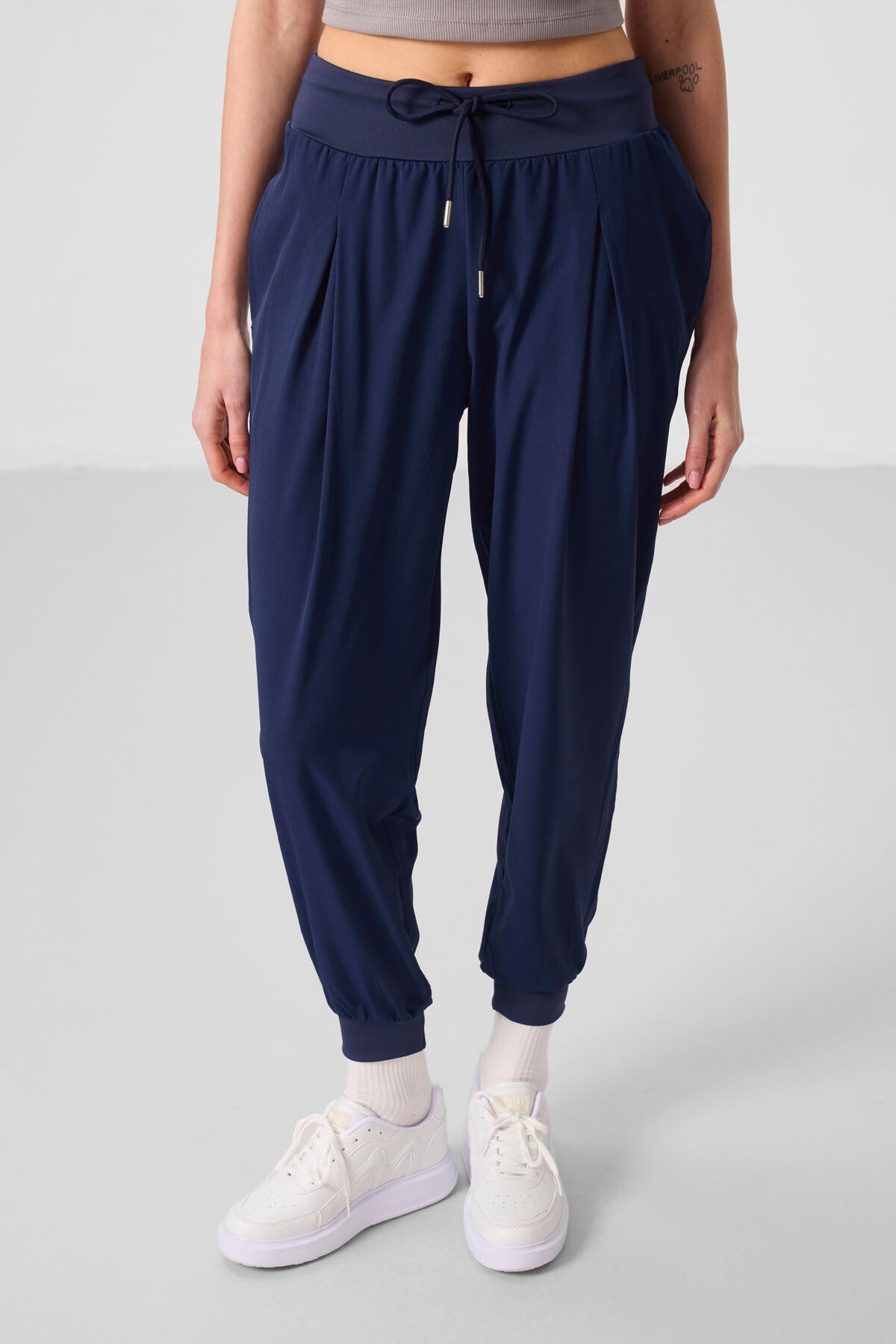 Indigo Polyester Pocketed Standard Fit Women's Trousers - 94677
