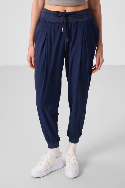 Indigo Polyester Pocketed Standard Fit Women's Trousers - 94677