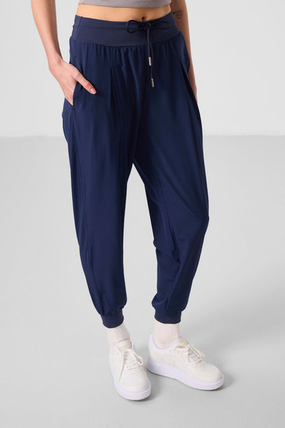 Indigo Polyester Pocketed Standard Fit Women's Trousers - 94677