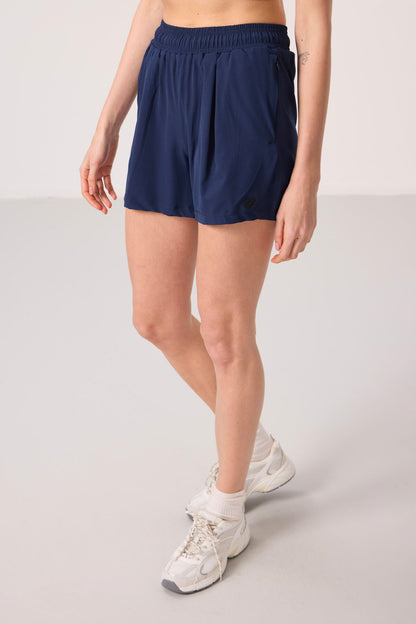 Indigo Polyester Hidden Pocket Zippered Comfort Fit Women's Shorts - 91014