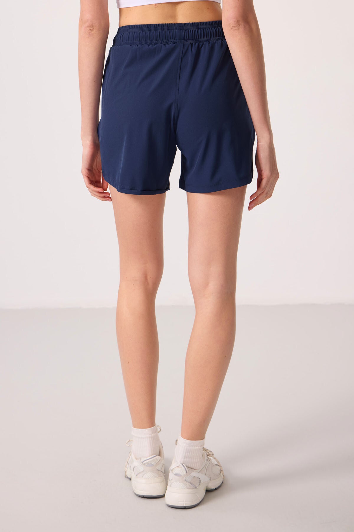 Indigo Polyester Hidden Pocket Zippered Comfort Fit Women's Shorts - 91014