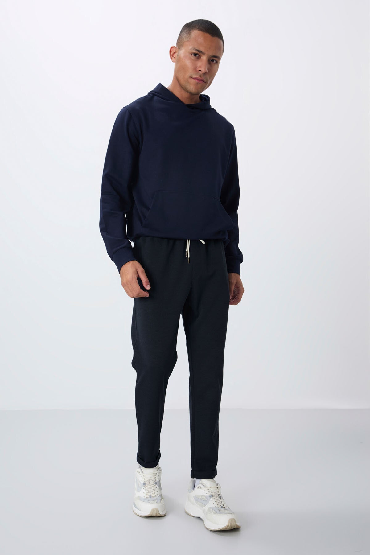 Indigo Textured Surface Standard Fit Men's Tracksuit Bottom - 82154