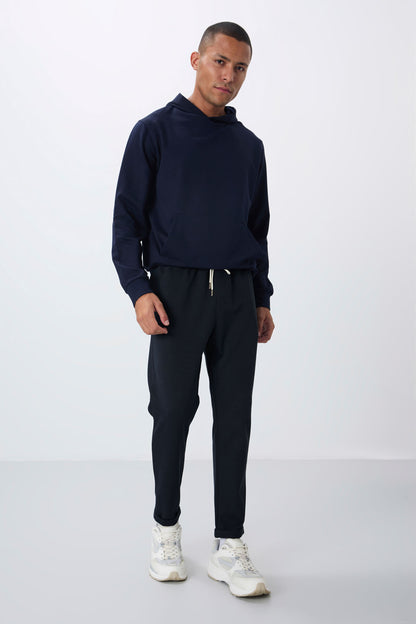 Indigo Textured Surface Standard Fit Men's Tracksuit Bottom - 82154
