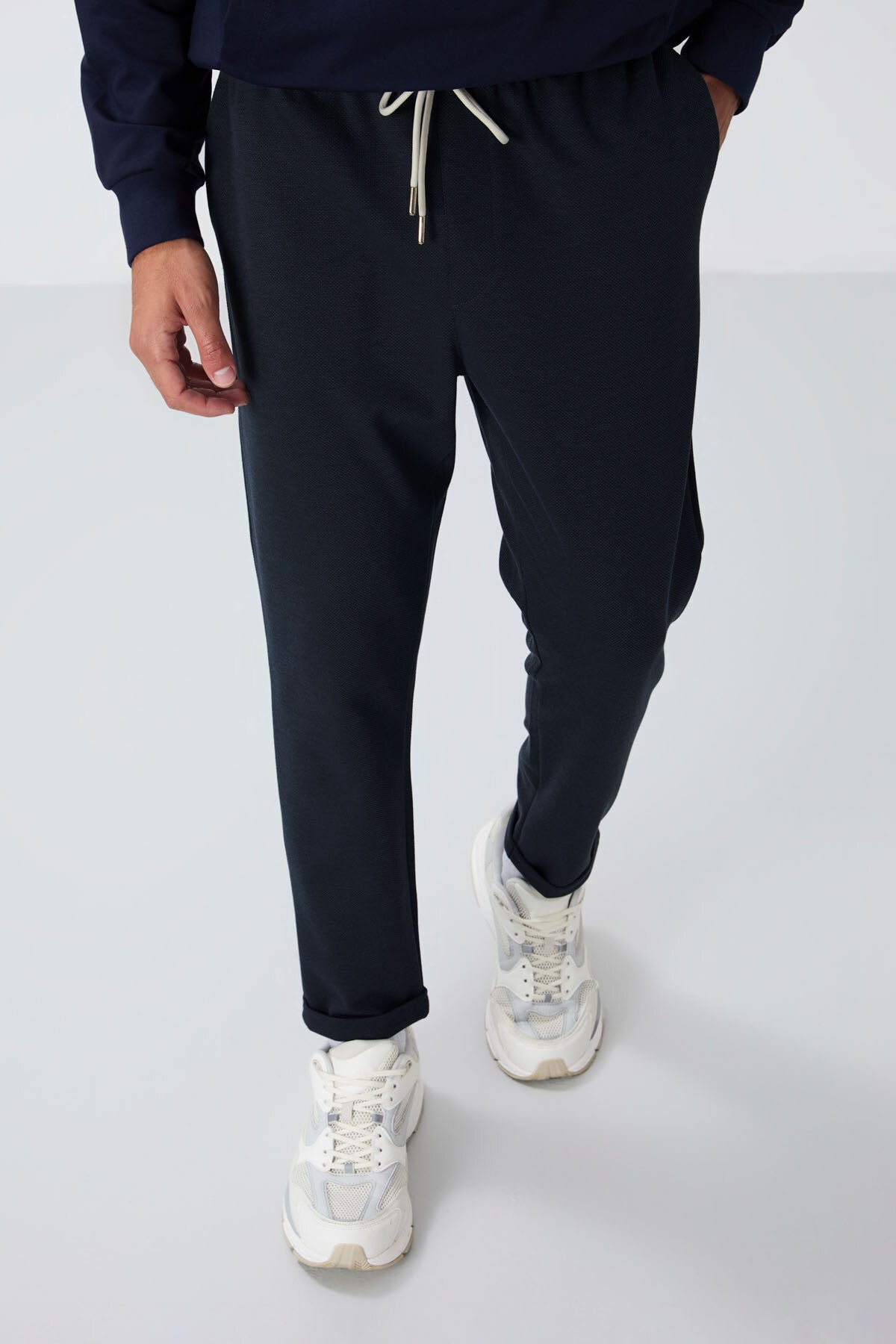 Indigo Textured Surface Standard Fit Men's Tracksuit Bottom - 82154