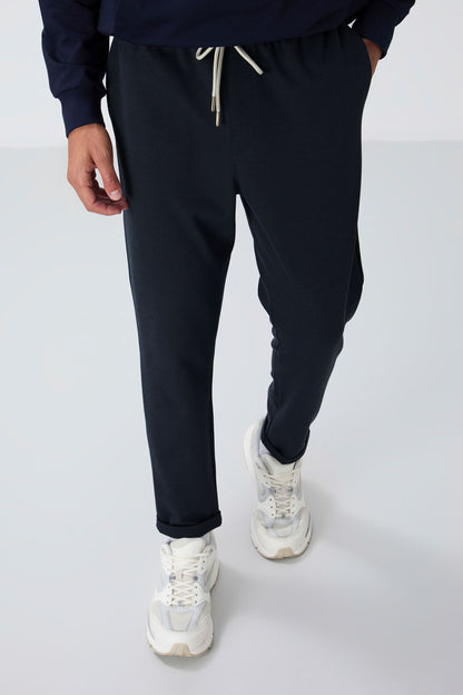 Indigo Textured Surface Standard Fit Men's Tracksuit Bottom - 82154