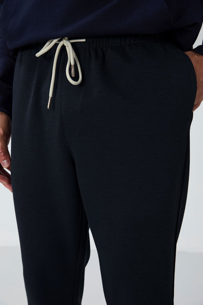 Indigo Textured Surface Standard Fit Men's Tracksuit Bottom - 82155