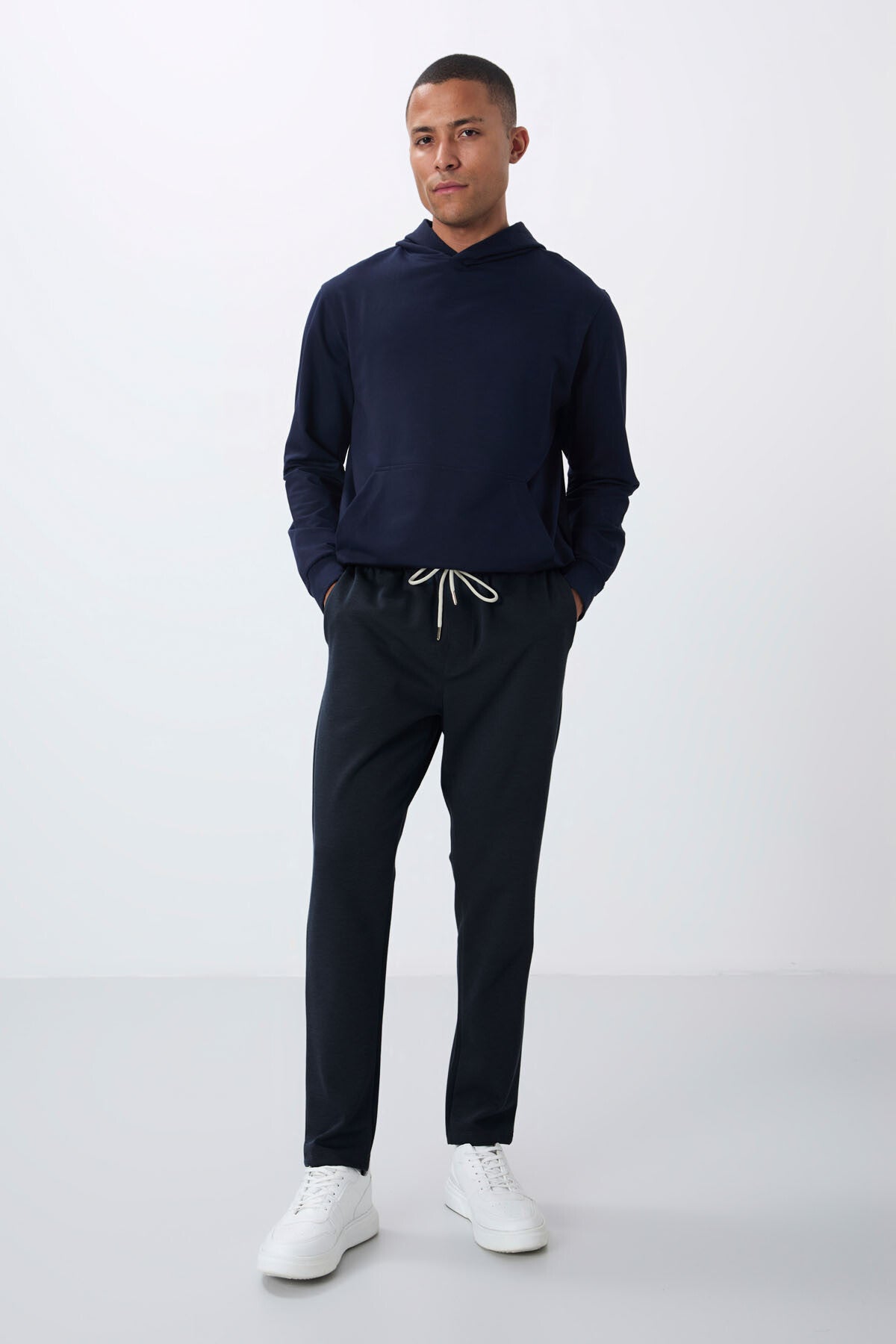 Indigo Textured Surface Standard Fit Men's Tracksuit Bottom - 82155