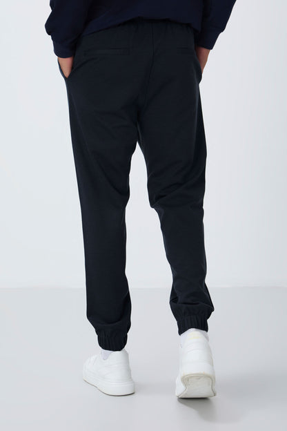 Indigo Textured Surface Standard Fit Men's Tracksuit Bottom - 82156
