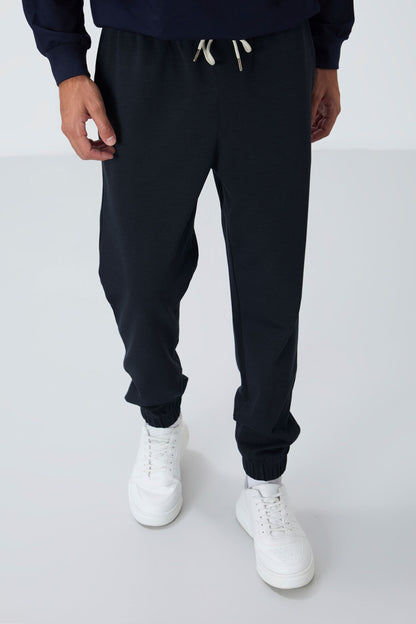 Indigo Textured Surface Standard Fit Men's Tracksuit Bottom - 82156