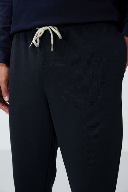 Indigo Textured Surface Standard Fit Men's Tracksuit Bottom - 82156