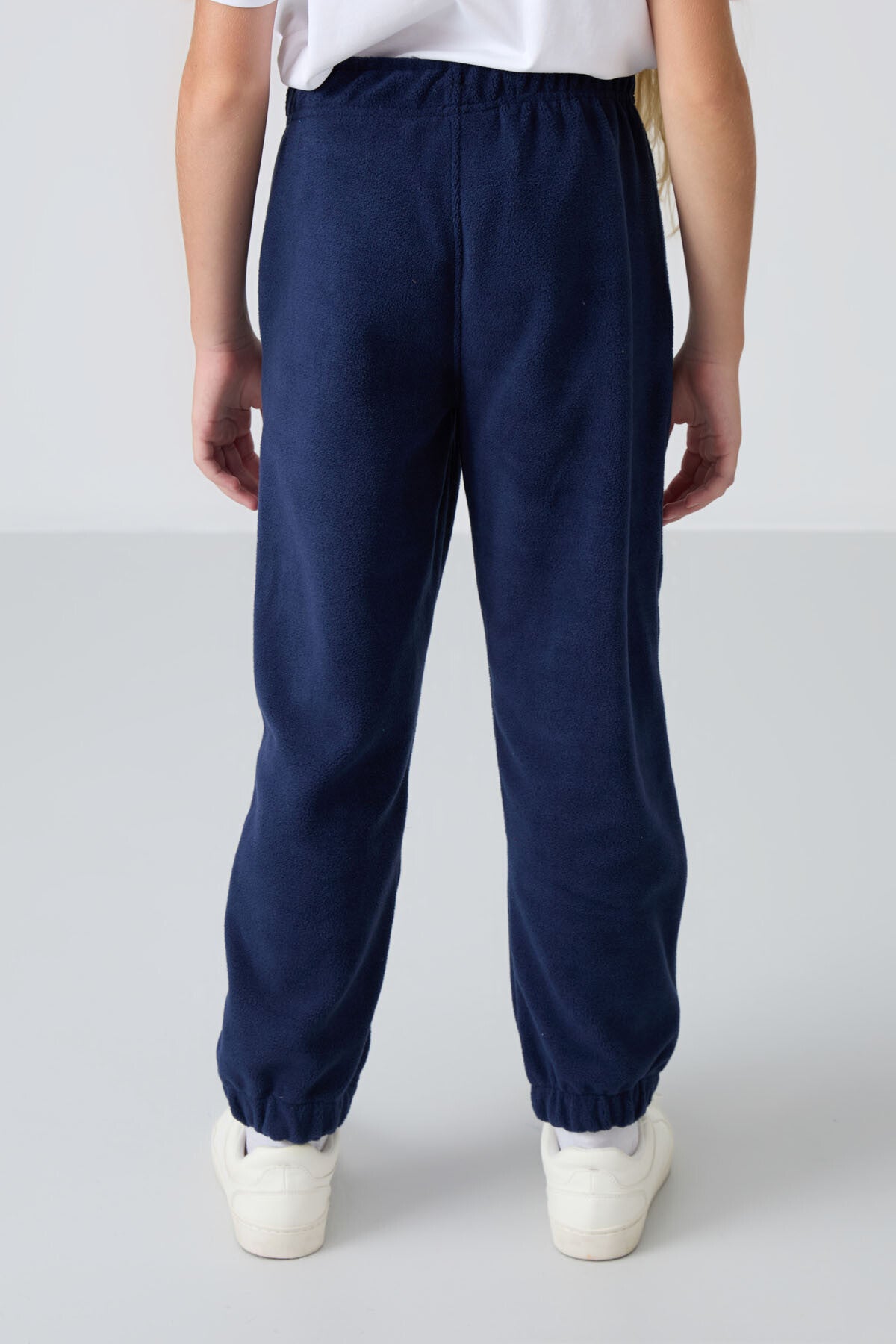 Indigo Thick Soft Textured Standard Fit Embroidered Fleece Girls' Tracksuit Bottom - 75155
