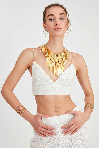 LACE BUSTER WITH STRING STRAPS