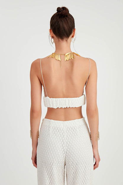 LACE BUSTER WITH STRING STRAPS
