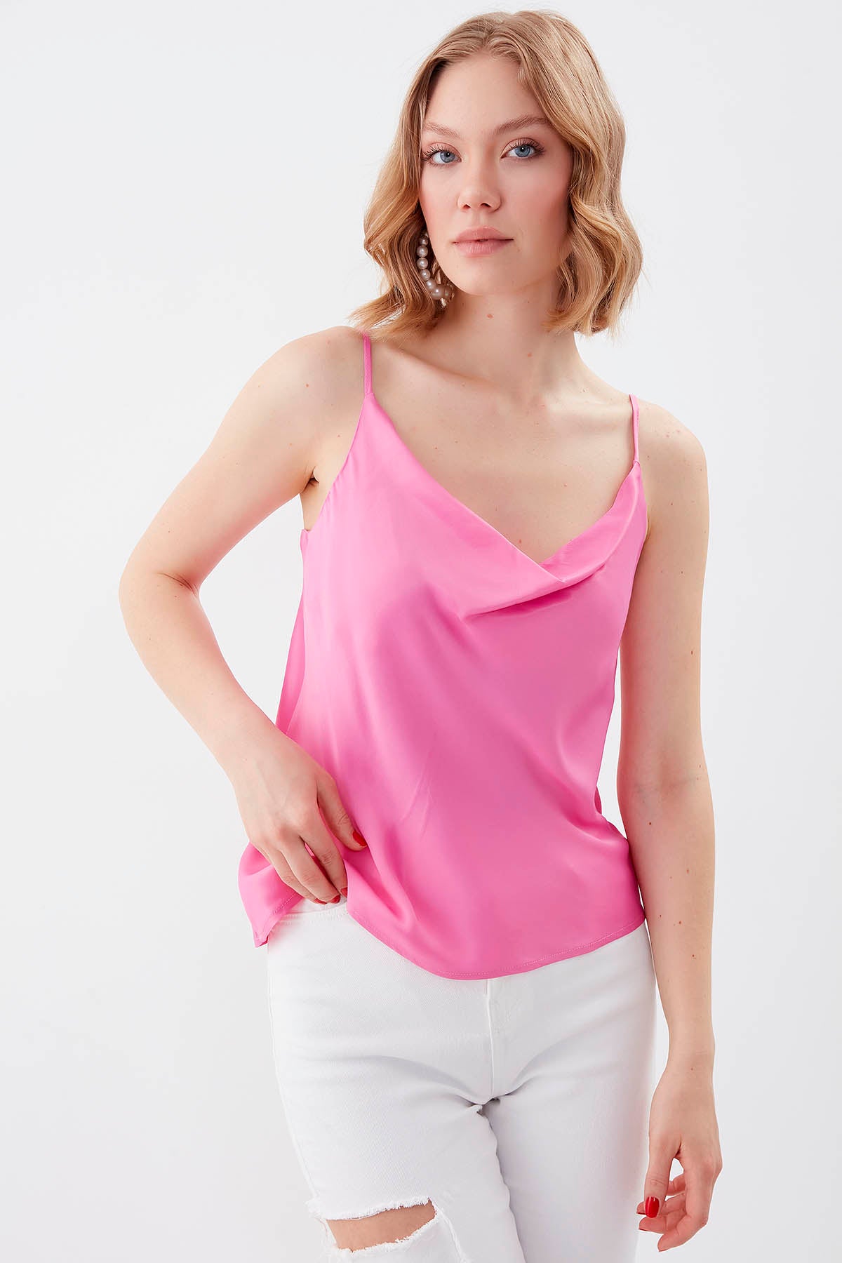 DEGAJE COLLAR SATEN BLOUSE